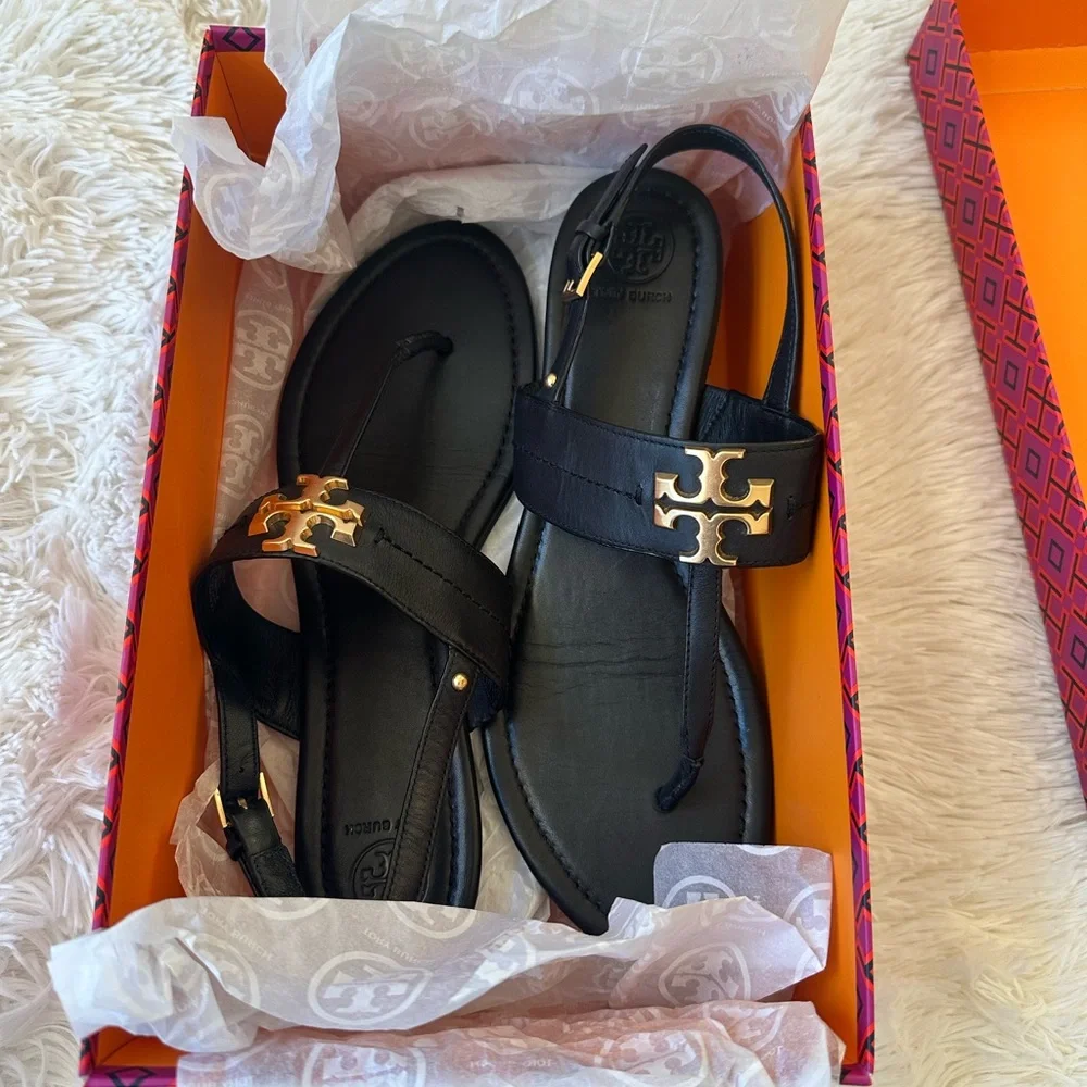 Tory Burch Everly Black Sandals Size: 10.5 - Picture 6 of 10